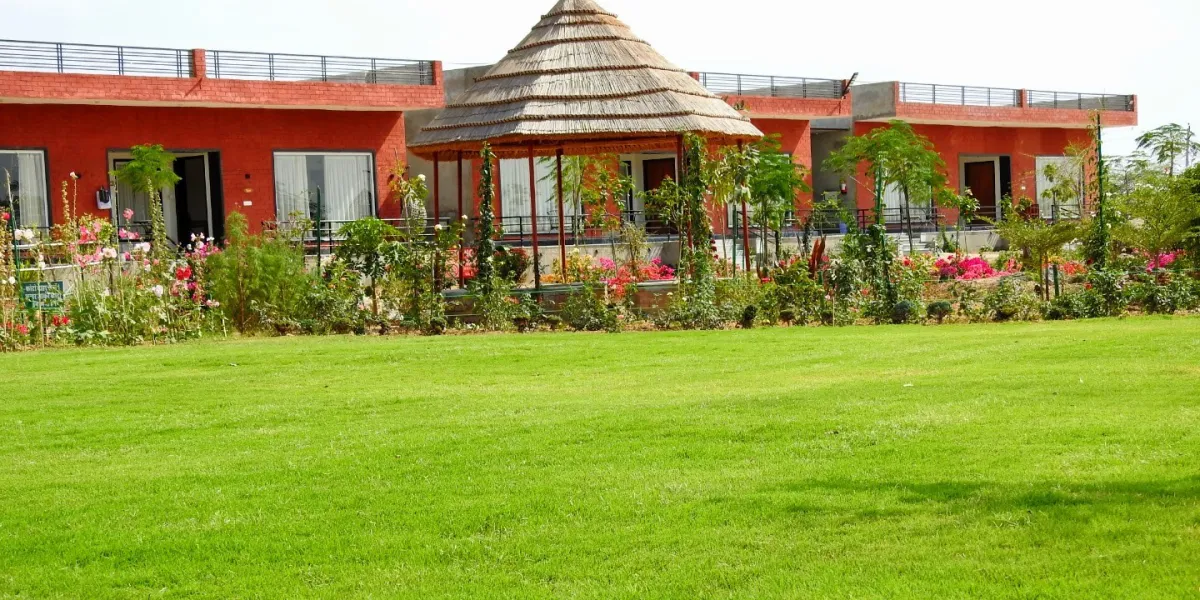 Gokul Jawai boutique resort and landscaped gardens in Jawai Rajasthan