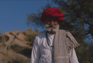 Rabari tribesman in traditional attire near Jawai hills in Rajasthan